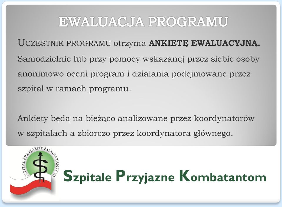 program i działania podejmowane przez szpital w ramach programu.