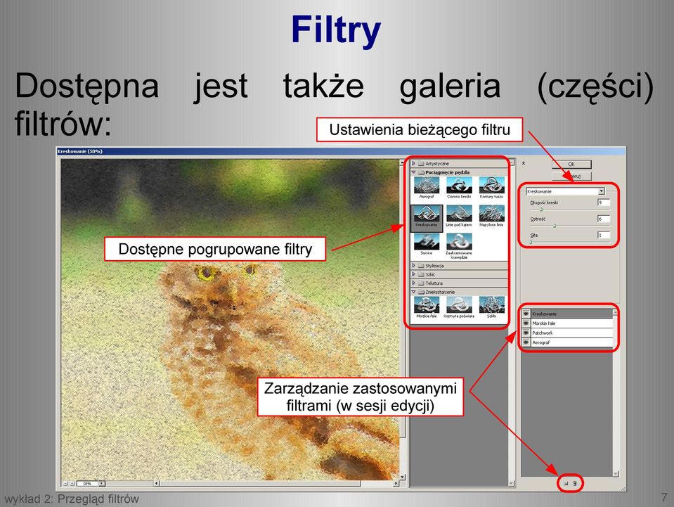 filtru Dostępne pogrupowane filtry