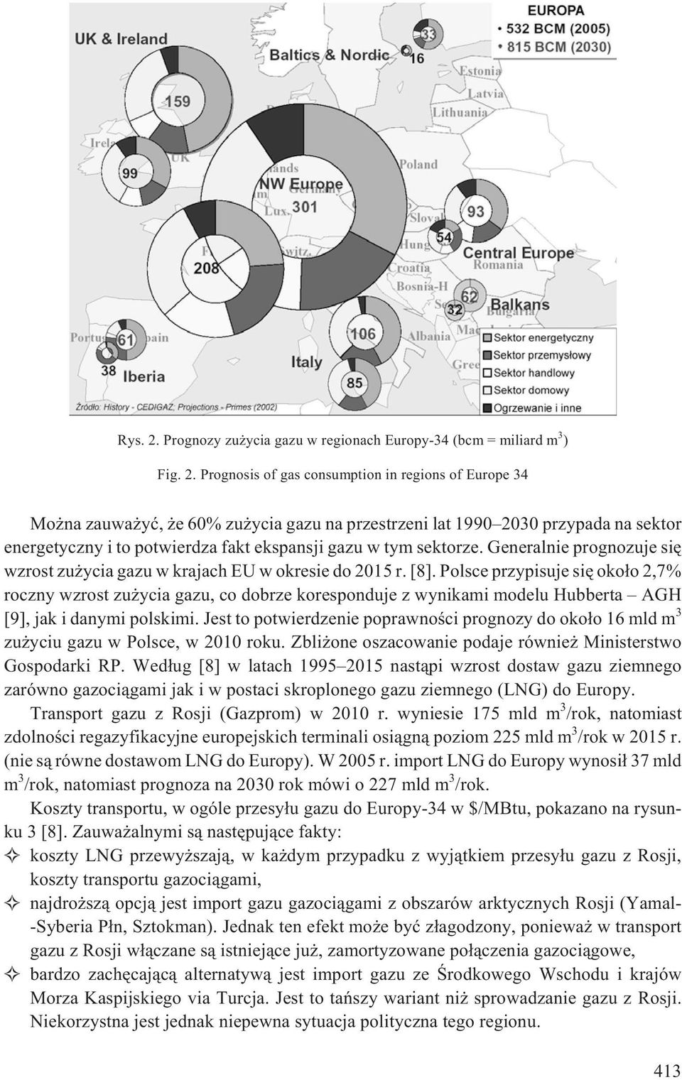 Prognosis of gas consumption in regions of Europe 34 Mo na zauwa yæ, e 60% zu ycia gazu na przestrzeni lat 1990 2030 przypada na sektor energetyczny i to potwierdza fakt ekspansji gazu w tym sektorze.