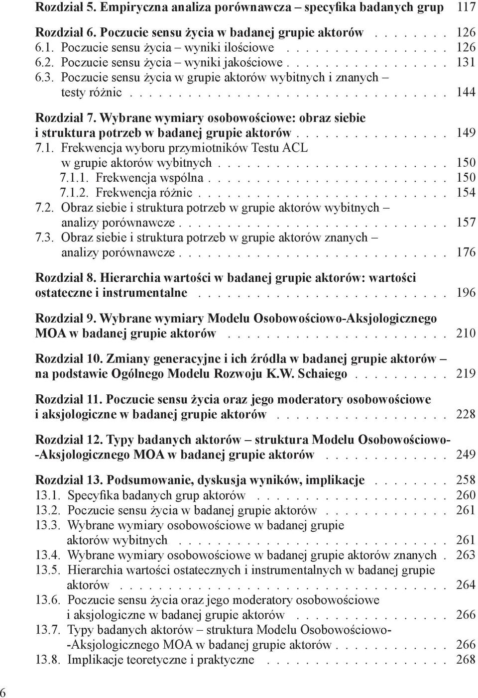 Wybrane wymiary osobowościowe: obraz siebie i struktura potrzeb w badanej grupie aktorów................ 149 7.1. Frekwencja wyboru przymiotników Testu ACL w grupie aktorów wybitnych........................ 150 7.