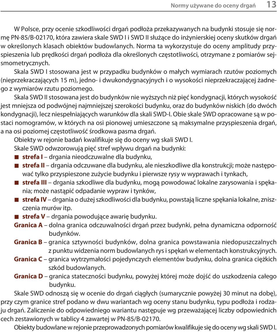 Norma ta wykorzystuje do oceny amplitudy przyspieszenia lub prędkości drgań podłoża dla określonych częstotliwości, otrzymane z pomiarów sejsmometrycznych.