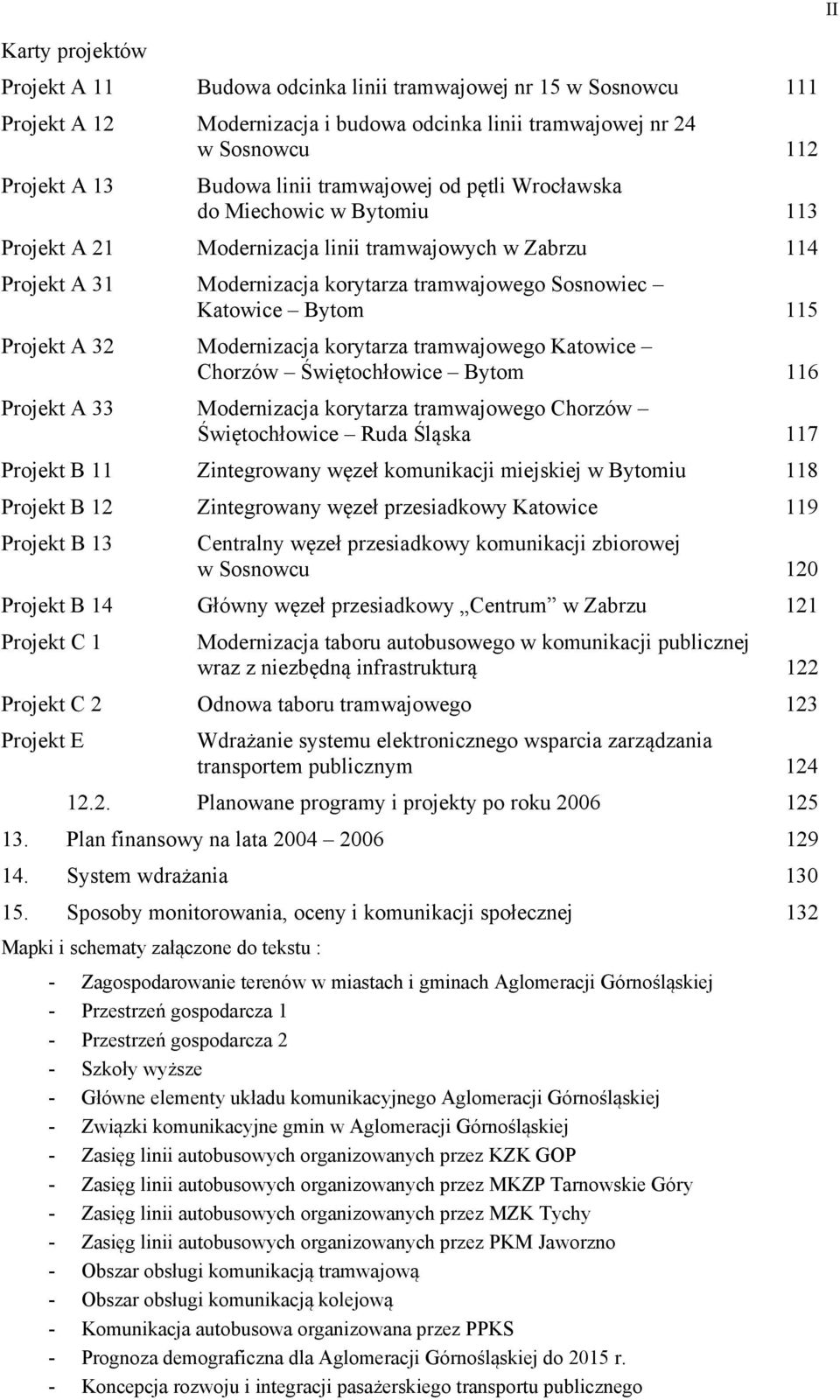 Projekt A 32 Modernizacja korytarza tramwajowego Katowice Chorzów Świętochłowice Bytom 116 Projekt A 33 Modernizacja korytarza tramwajowego Chorzów Świętochłowice Ruda Śląska 117 Projekt B 11