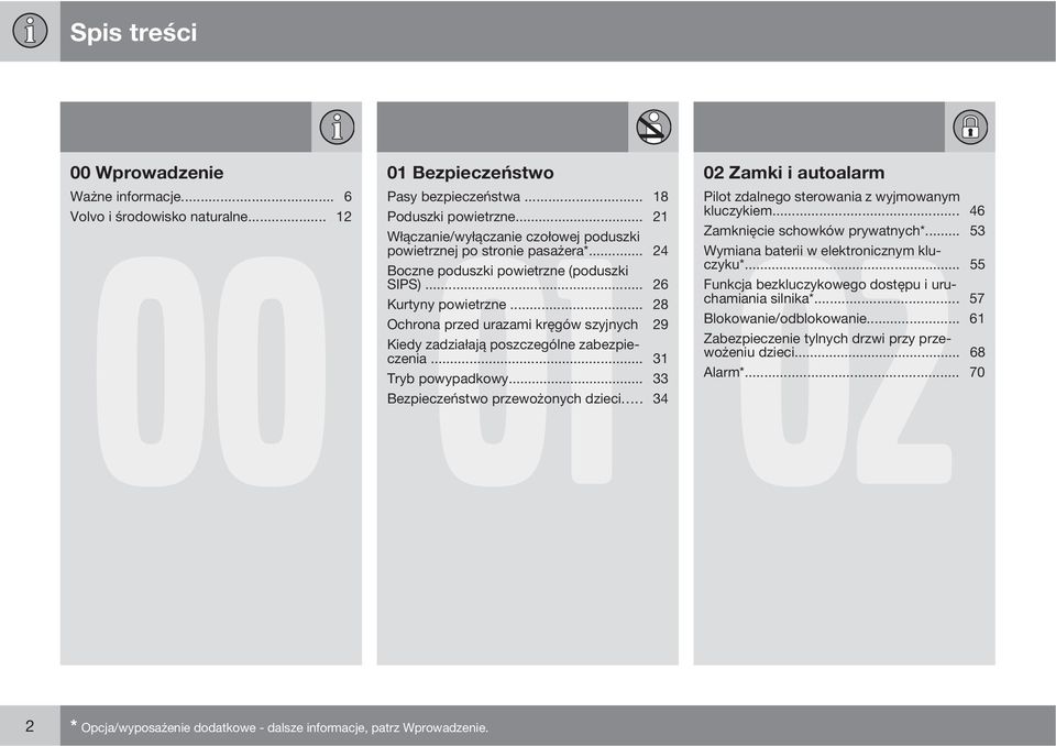 .. 24 Wymiana baterii w elektronicznym kluczyku*... 55 Boczne poduszki powietrzne (poduszki SIPS)... 26 Funkcja bezkluczykowego dostępu i uruchamiania silnika*... 57 Kurtyny powietrzne.