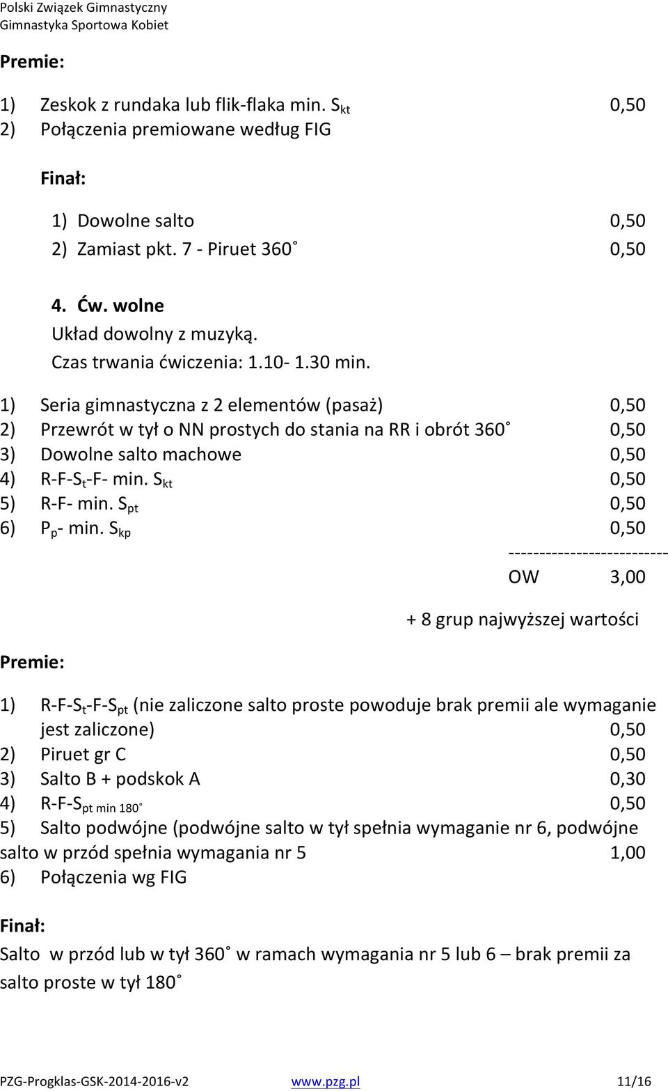 1) Seriagimnastycznaz2elementów(pasaż) 0,50 2) PrzewrótwtyłoNNprostychdostanianaRRiobrót360 0,50 3) Dowolnesaltomachowe 0,50 4) RBFBS t BFBmin.S kt 0,50 5) RBFBmin.S pt 0,50 6) P p Bmin.