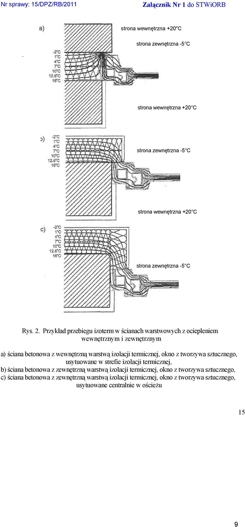 termicznej, okno z tworzywa sztucznego, usytuowane w strefie izolacji termicznej, b) ściana betonowa z zewnętrzną warstwą izolacji termicznej,