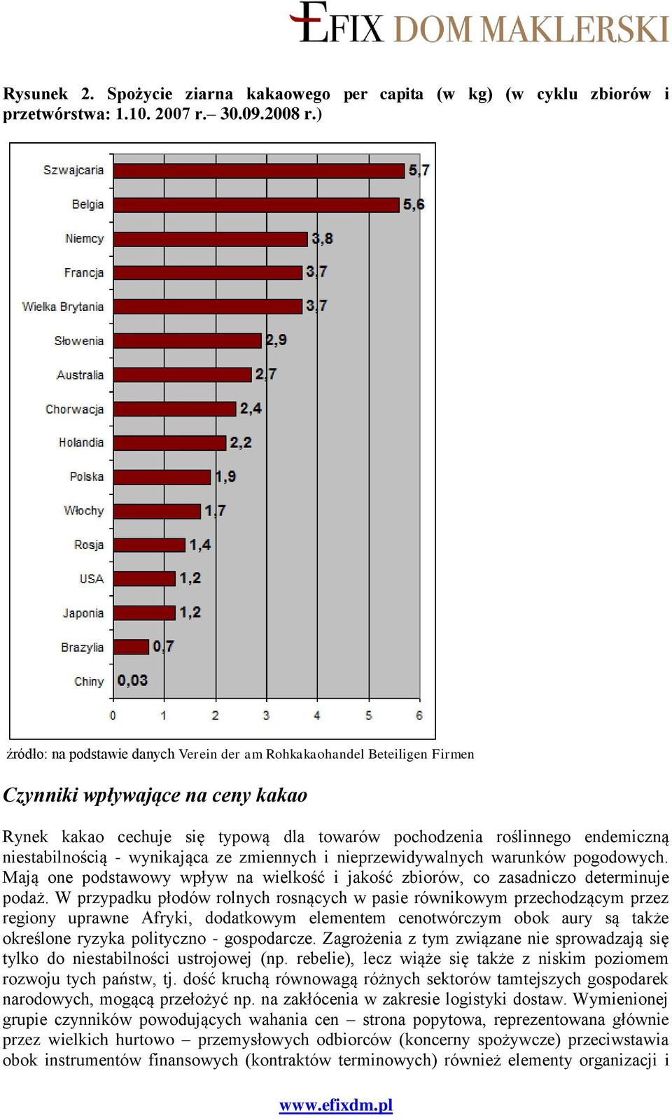 niestabilnością - wynikająca ze zmiennych i nieprzewidywalnych warunków pogodowych. Mają one podstawowy wpływ na wielkość i jakość zbiorów, co zasadniczo determinuje podaż.