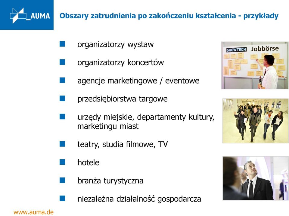 przedsiębiorstwa targowe urzędy miejskie, departamenty kultury, marketingu