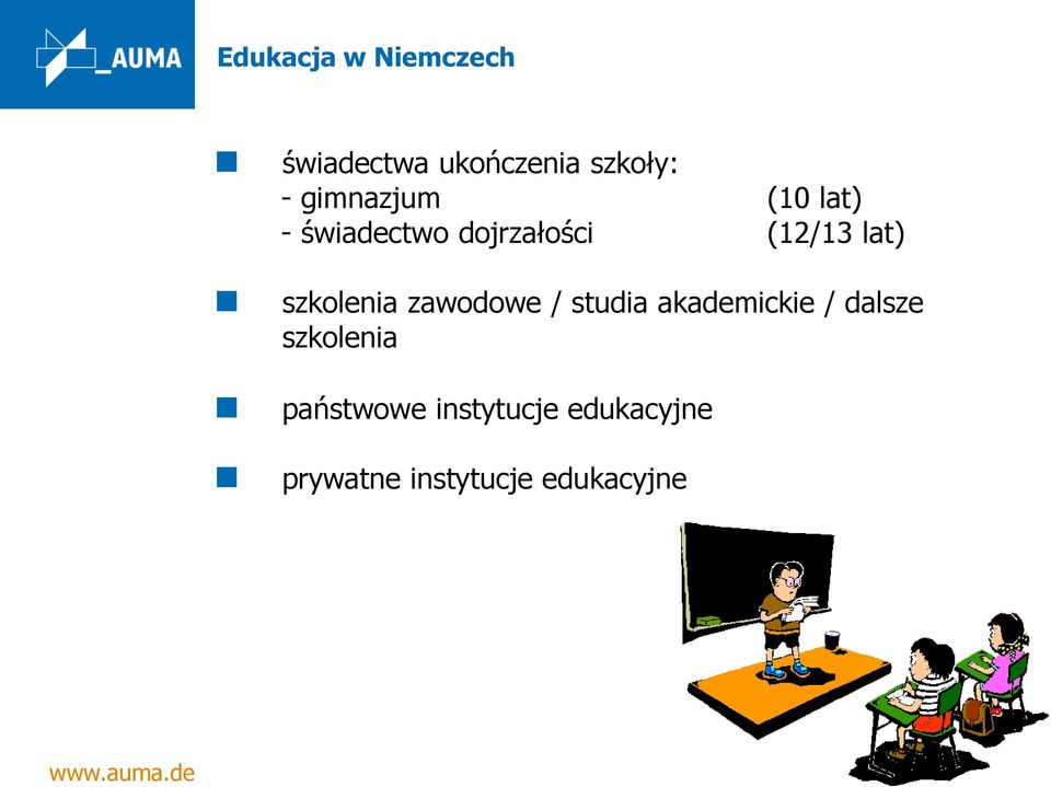 szkolenia zawodowe / studia akademickie / dalsze