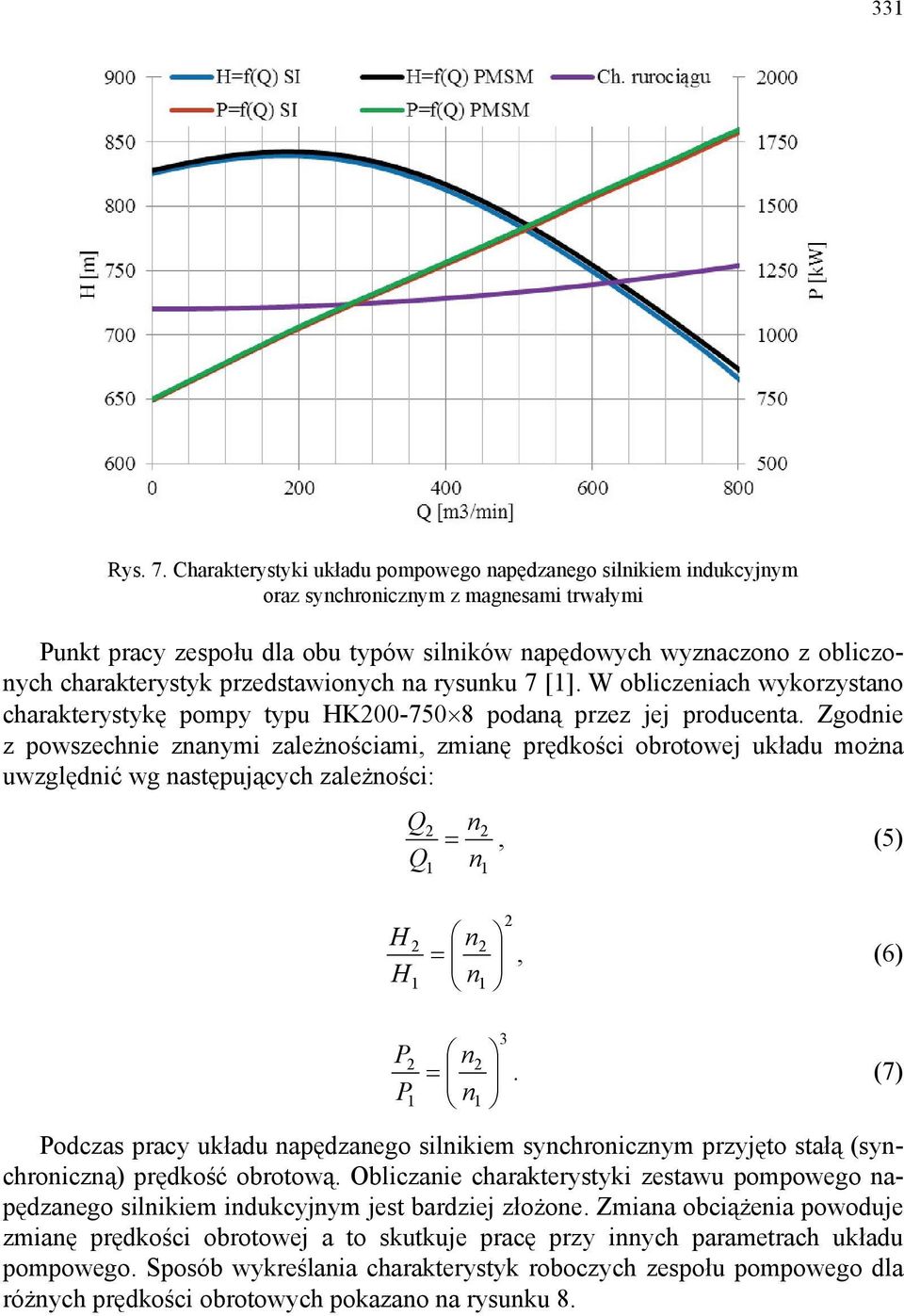 charakterystyk przedstawionych na rysunku 7 [1]. W obliczeniach wykorzystano charakterystykę pompy typu HK00-750 8 podaną przez jej producenta.