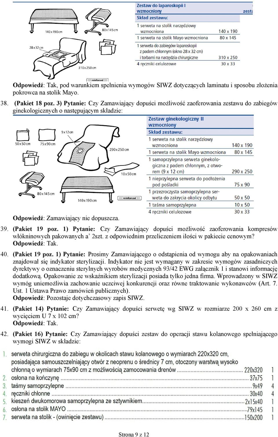 1) Pytanie: Prosimy Zamawiającego o odstąpienia od wymogu aby na opakowaniach znajdował się indykator sterylizacji.