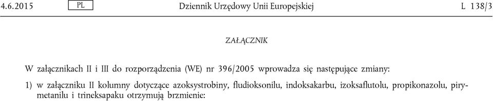 III do rozporządzenia (WE) nr 396/2005 wprowadza się następujące zmiany: 1) w