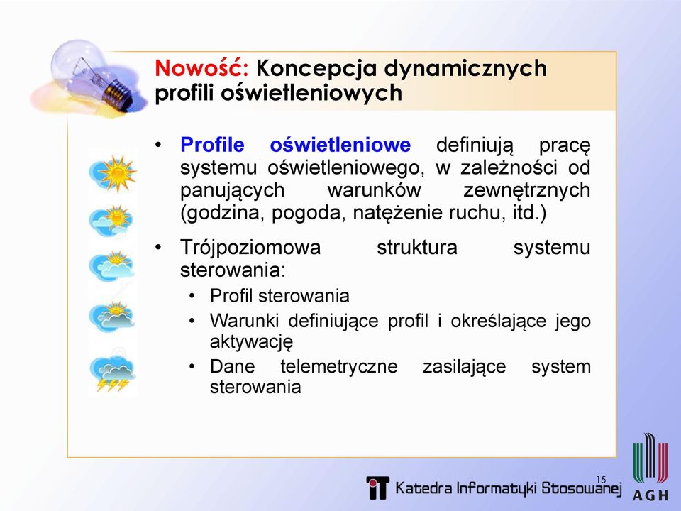 natężenie ruchu, itd.