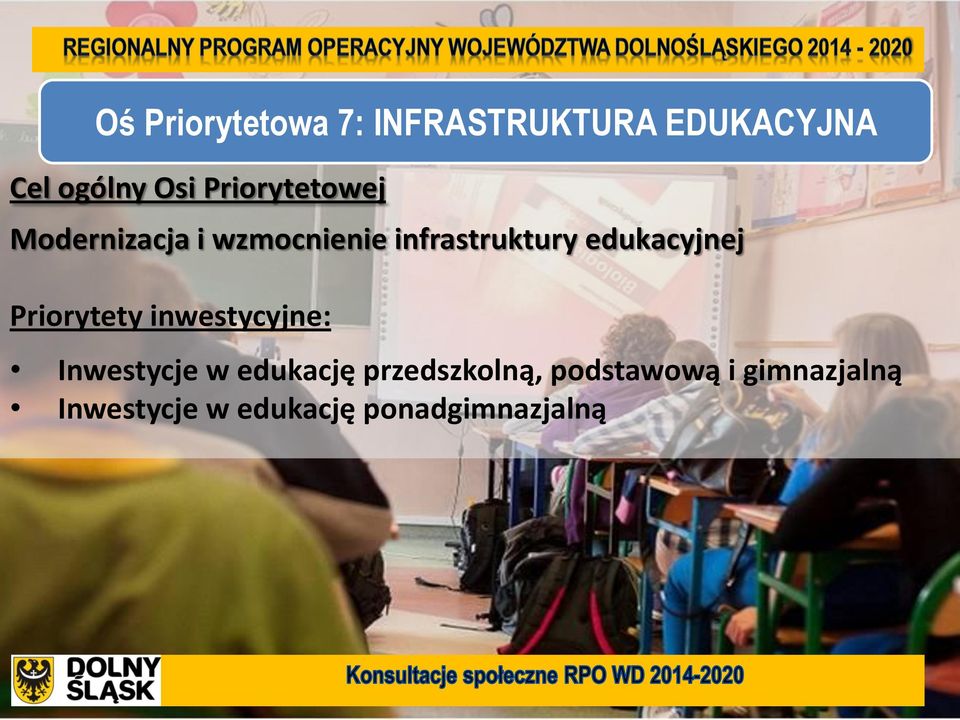 edukacyjnej Priorytety inwestycyjne: Inwestycje w edukację