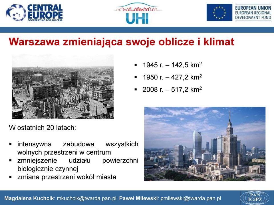 517,2 km 2 W ostatnich 20 latach: intensywna zabudowa wszystkich