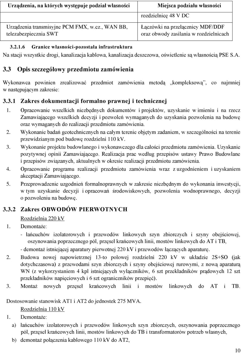 6 Granice własności-pozostała infrastruktura Na stacji wszystkie drogi, kanalizacja kablowa, kanalizacja deszczowa, oświetlenie są własnością PSE S.A. 3.