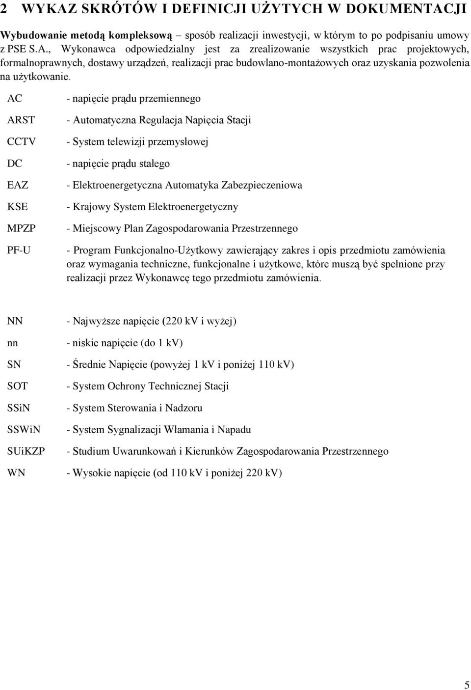 JI Wybudowanie metodą kompleksową sposób realizacji inwestycji, w którym to po podpisaniu umowy z PSE S.A.