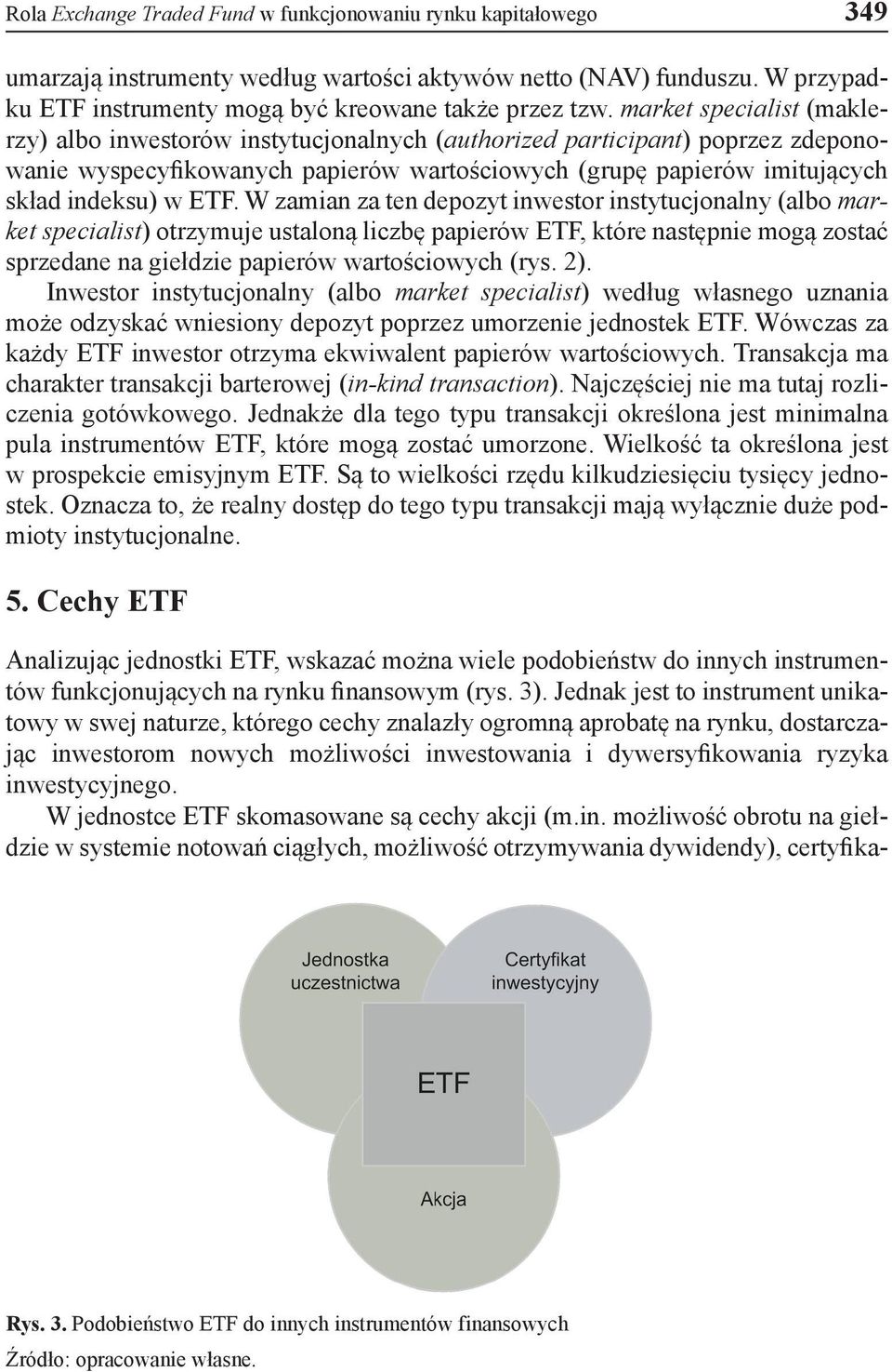 W zamian za ten depozyt inwestor instytucjonalny (albo market specialist) otrzymuje ustaloną liczbę papierów ETF, które następnie mogą zostać sprzedane na giełdzie papierów wartościowych (rys. 2).