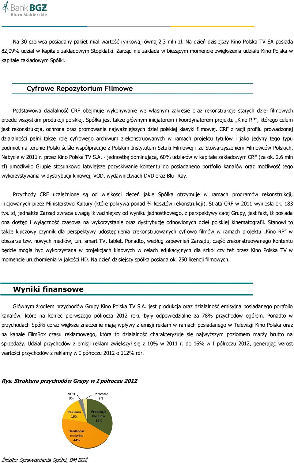 Cyfrowe Repozytorium Filmowe Podstawowa działalność CRF obejmuje wykonywanie we własnym zakresie oraz rekonstrukcje starych dzieł filmowych przede wszystkim produkcji polskiej.