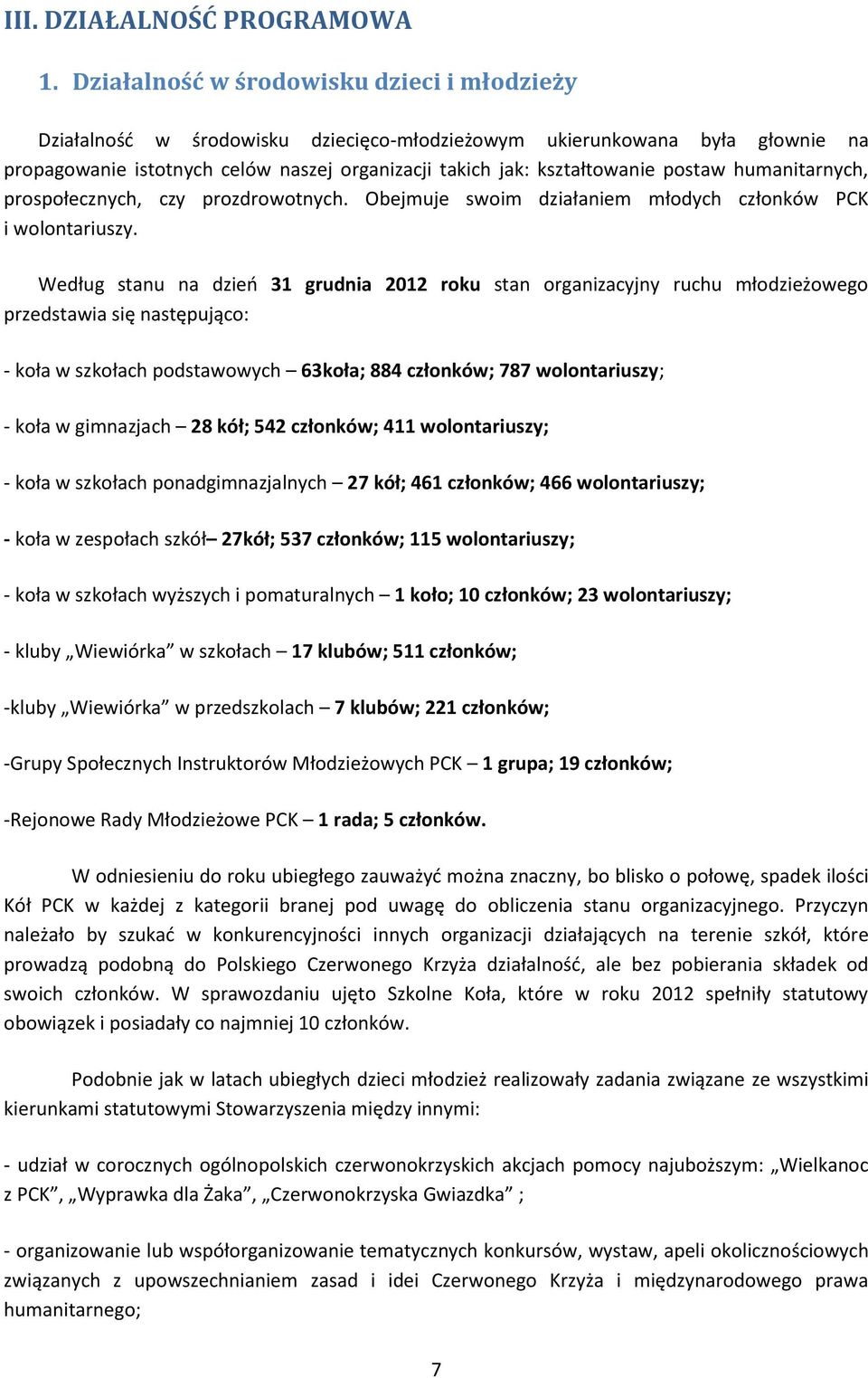 postaw humanitarnych, prospołecznych, czy prozdrowotnych. Obejmuje swoim działaniem młodych członków PCK i wolontariuszy.