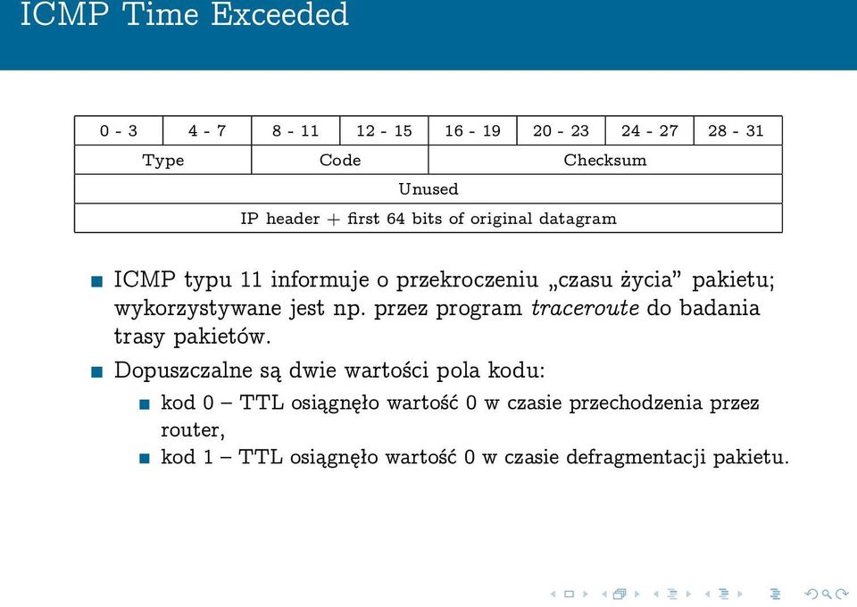 przez program traceroute do badania trasy pakietów.