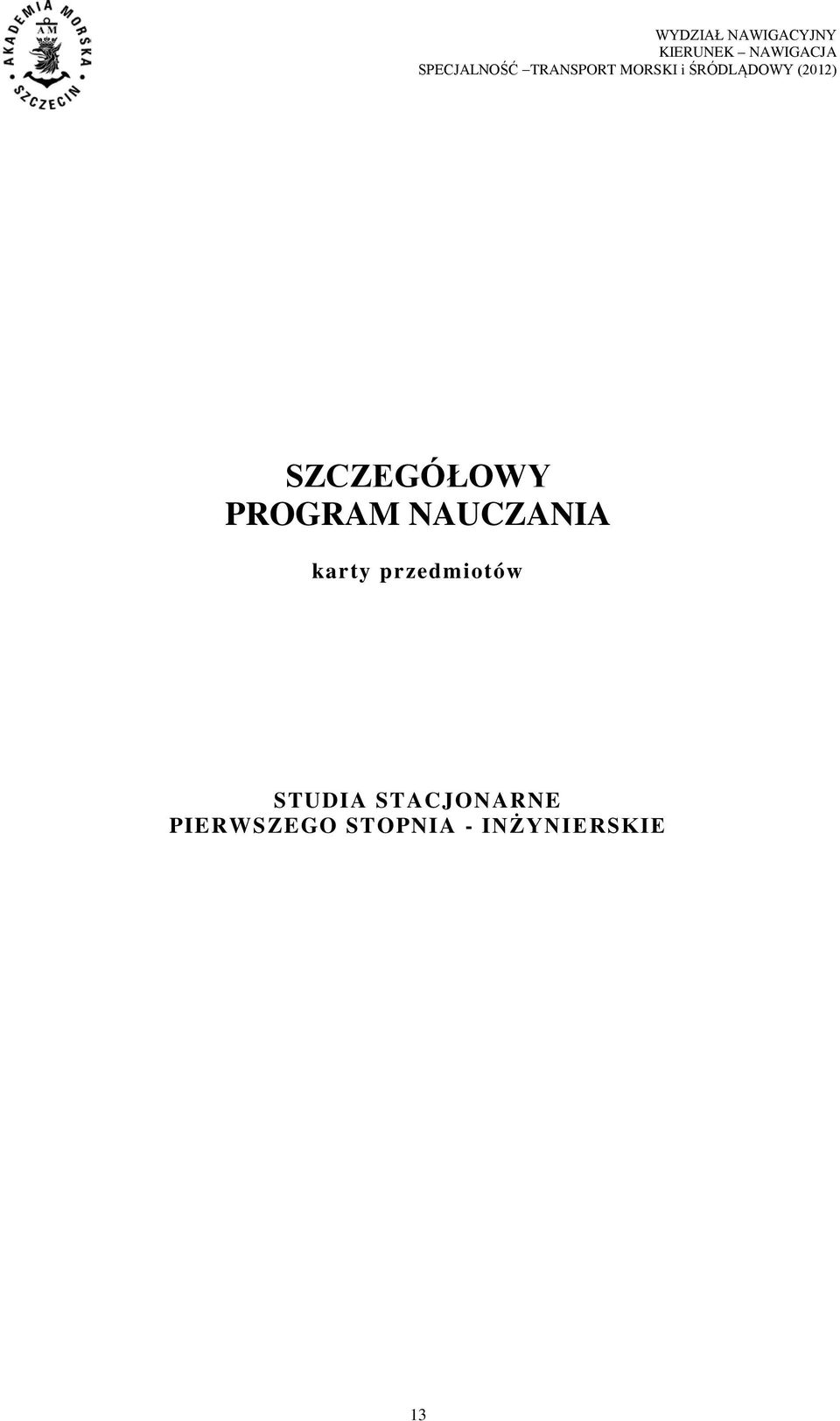 NAUCZANIA karty przedmiotów STUDIA