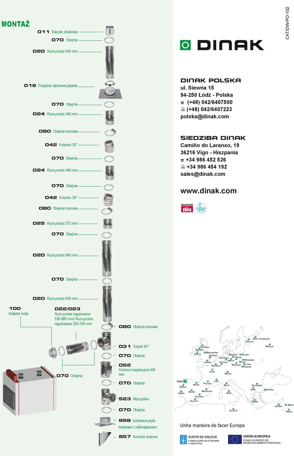 com 0 Obejma murowa 042 Kolanko 30 024 Rura prosta 440 042 Kolanko 30 0 Obejma murowa SIDZIBA DINAK Camiño o aranxo, 19 36216 Vigo - Hiszpania +34 986 452 526 +34 986 454 192 sales@inak.