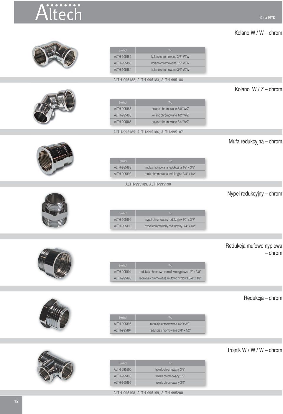 chromowana redukcyjna 1/2" x 3/8" ALTH-995190 mufa chromowana redukcyjna 3/4" x 1/2" ALTH-995189, ALTH-995190 Nypel redukcyjny chrom ALTH-995192 nypel chromowany redukcyjny 1/2 x 3/8 ALTH-995193