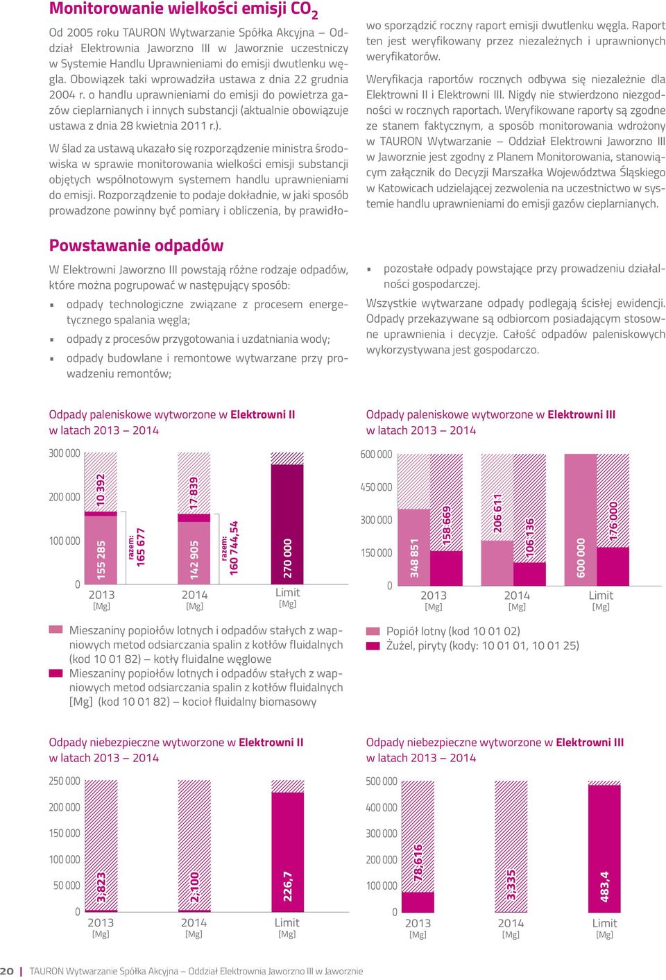 ). Powstawanie odpadów W Elektrowni Jaworzno III powstają różne rodzaje odpadów, które można pogrupować w następujący sposób: odpady technologiczne związane z procesem energetycznego spalania węgla;