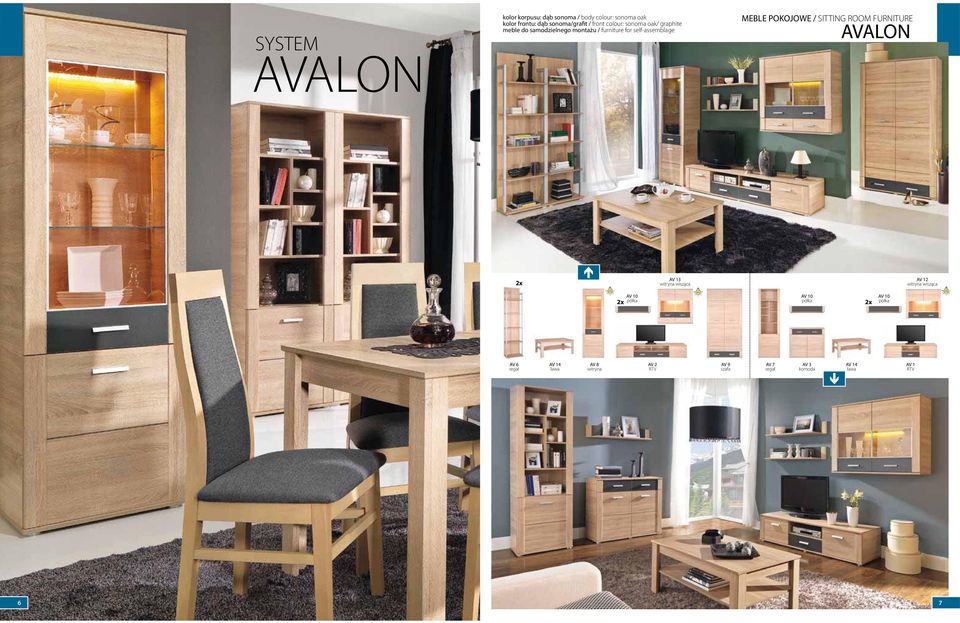 ROOM FURNITURE AVALON AV 13 witryna wisząca AV 12 witryna wisząca AV 10 AV 10