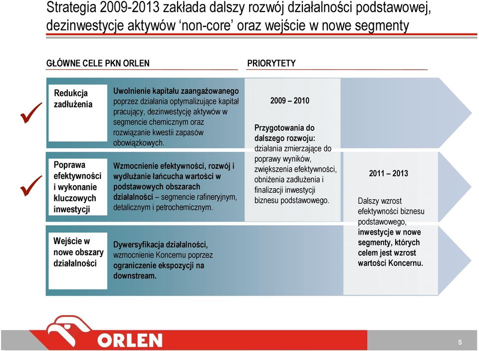 segmencie chemicznym oraz rozwiązanie kwestii zapasów obowiązkowych.