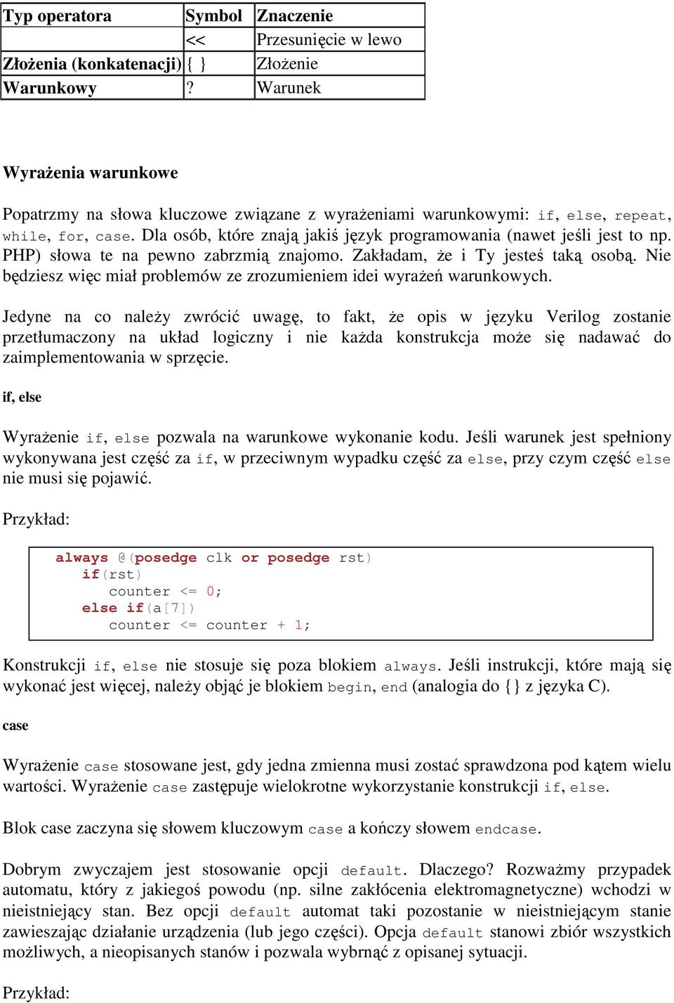 PHP) słowa te na pewno zabrzmią znajomo. Zakładam, że i Ty jesteś taką osobą. Nie będziesz więc miał problemów ze zrozumieniem idei wyrażeń warunkowych.