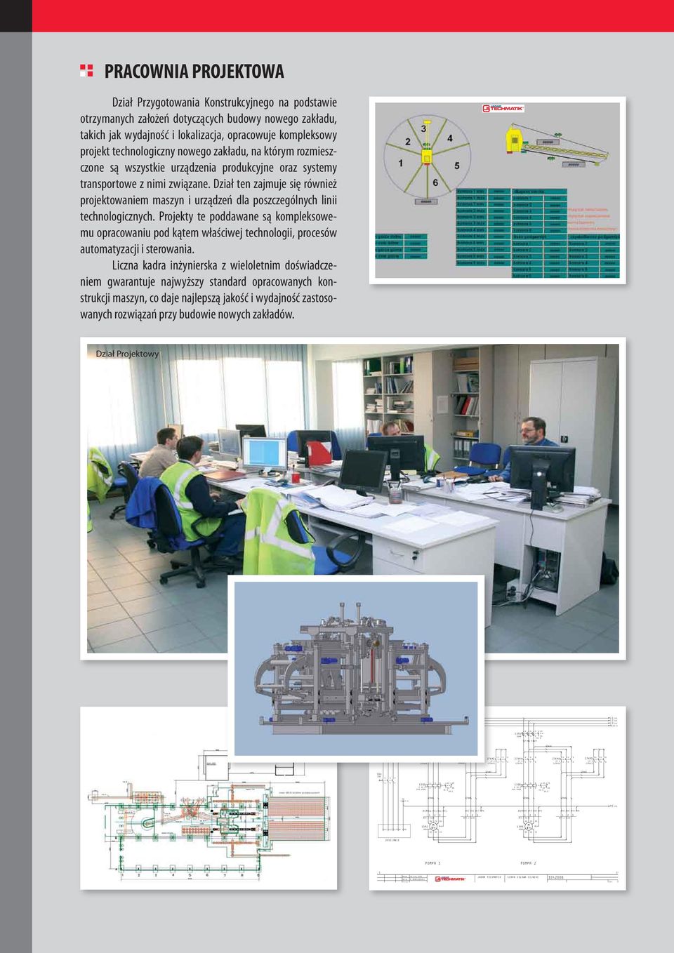 Dział ten zajmuje się również projektowaniem maszyn i urządzeń dla poszczególnych linii technologicznych.