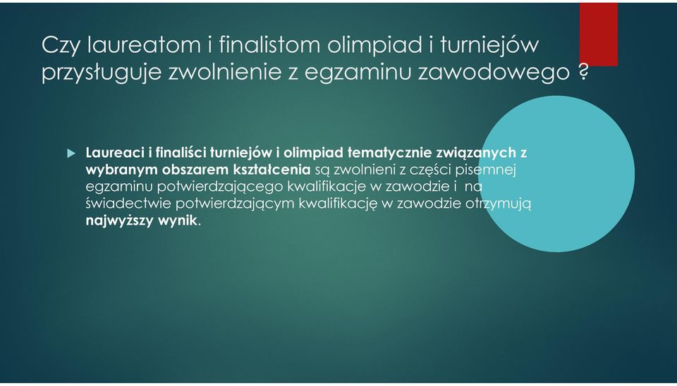 Laureaci i finaliści turniejów i olimpiad tematycznie związanych z wybranym obszarem