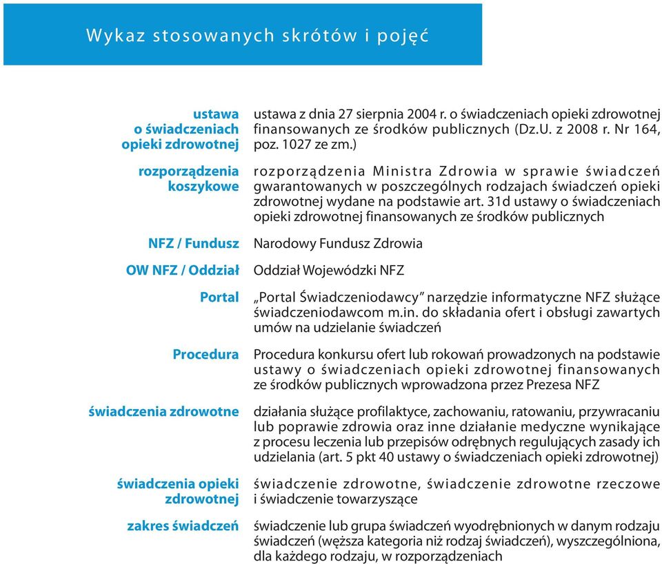 ) rozporządzenia M inistra Zdrowia w sprawie świadczeń gwarantowanych w poszczególnych rodzajach świadczeń opieki zdrowotnej wydane na podstawie art.