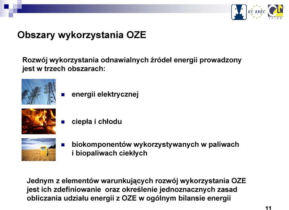 i biopaliwach ciekłych Jednym z elementów warunkujących rozwój wykorzystania OZE jest ich