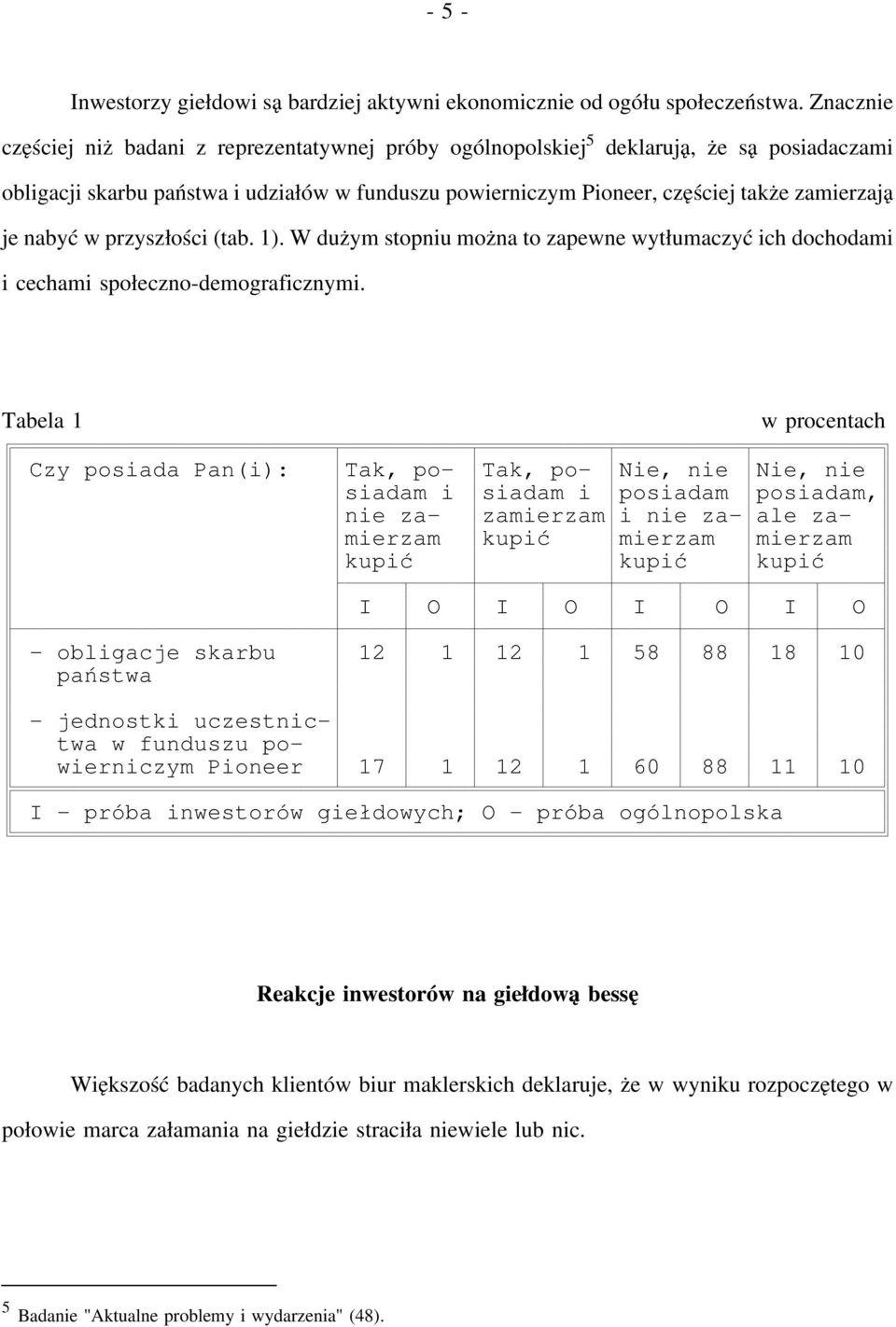 nabyć w przyszłości (tab. 1). W dużym stopniu można to zapewne wytłumaczyć ich dochodami i cechami społeczno-demograficznymi.