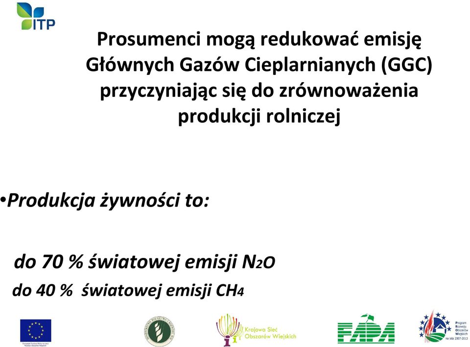 zrównoważenia produkcji rolniczej Produkcja