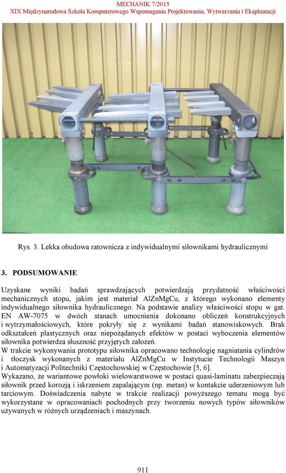 hydraulicznego. Na podstawie analizy właściwości stopu w gat.