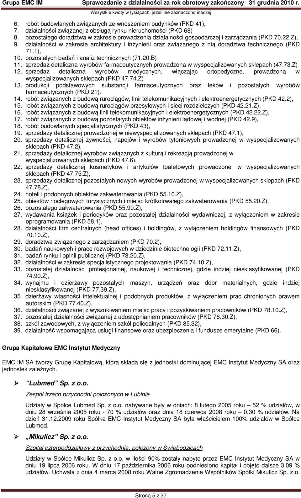 działalności w zakresie architektury i inŝynierii oraz związanego z nią doradztwa technicznego (PKD 71.1), 10. pozostałych badań i analiz technicznych (71.20.B) 11.