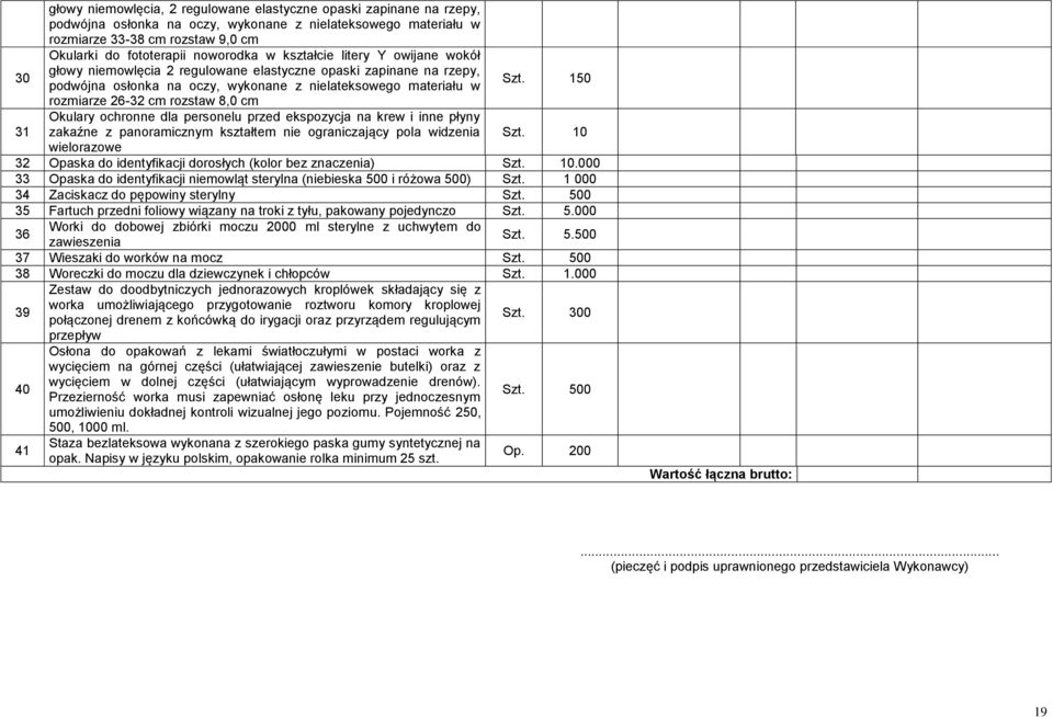 150 rozmiarze 26-32 cm rozstaw 8,0 cm 31 Okulary ochronne dla personelu przed ekspozycja na krew i inne płyny zakaźne z panoramicznym kształtem nie ograniczający pola widzenia Szt.