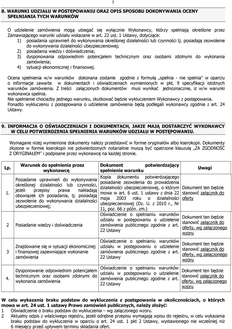 posiadają zezwolenie do wykonywania działalności ubezpieczeniowej; 2) posiadania wiedzy i doświadczenia; 3) dysponowania odpowiednim potencjałem technicznym oraz osobami zdolnymi do wykonania