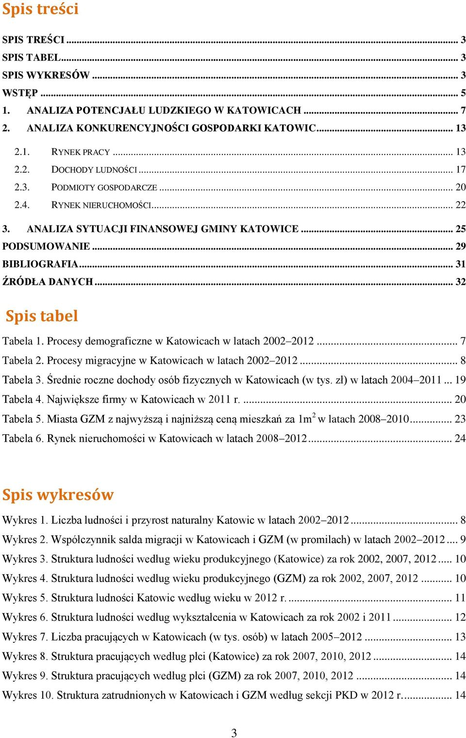 .. 32 Spis tabel Tabela 1. Procesy demograficzne w Katowicach w latach 2002 2012... 7 Tabela 2. Procesy migracyjne w Katowicach w latach 2002 2012... 8 Tabela 3.
