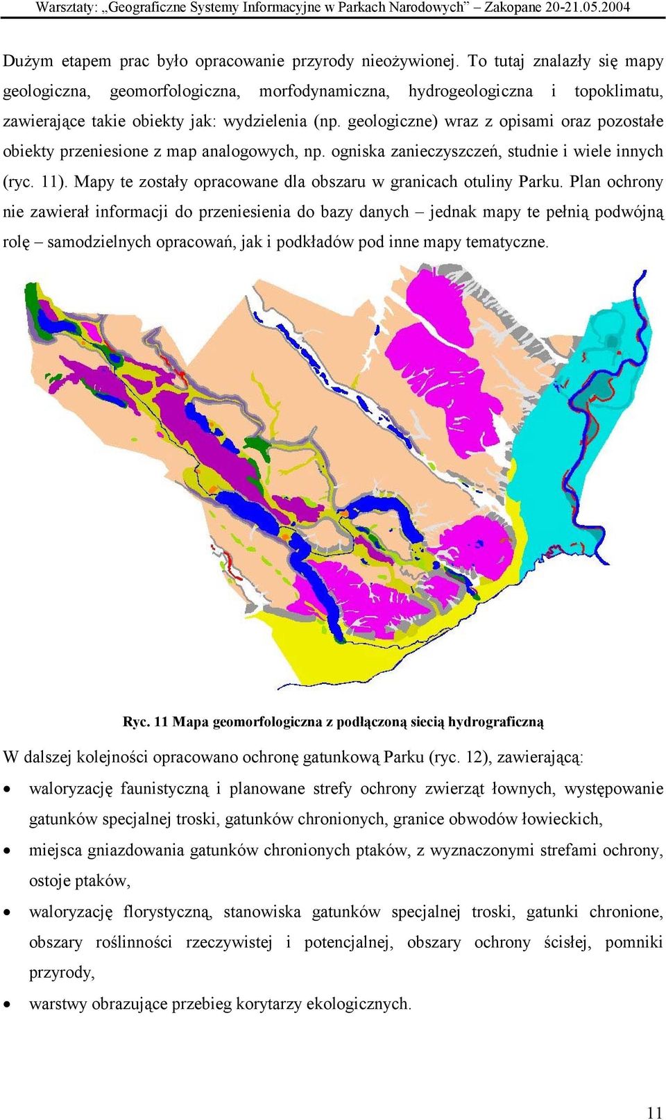 geologiczne) wraz z opisami oraz pozostałe obiekty przeniesione z map analogowych, np. ogniska zanieczyszczeń, studnie i wiele innych (ryc. 11).