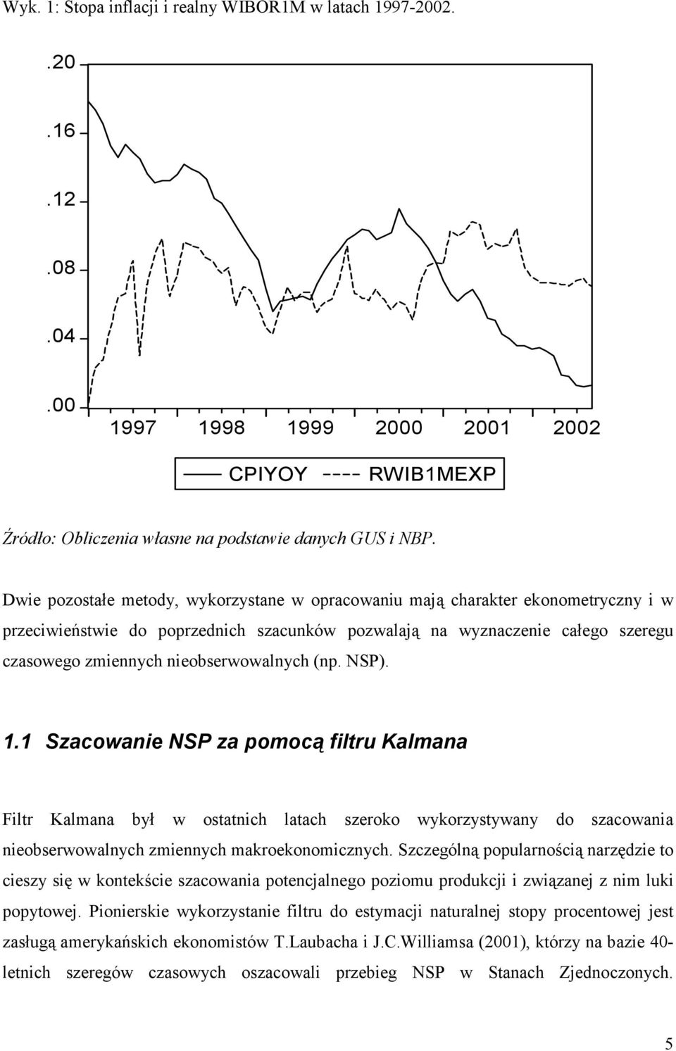 (np. NSP). 1.1 Szacowanie NSP za pomocą filru Kalmana Filr Kalmana był w osanich laach szeroko wykorzysywany do szacowania nieobserwowalnych zmiennych makroekonomicznych.