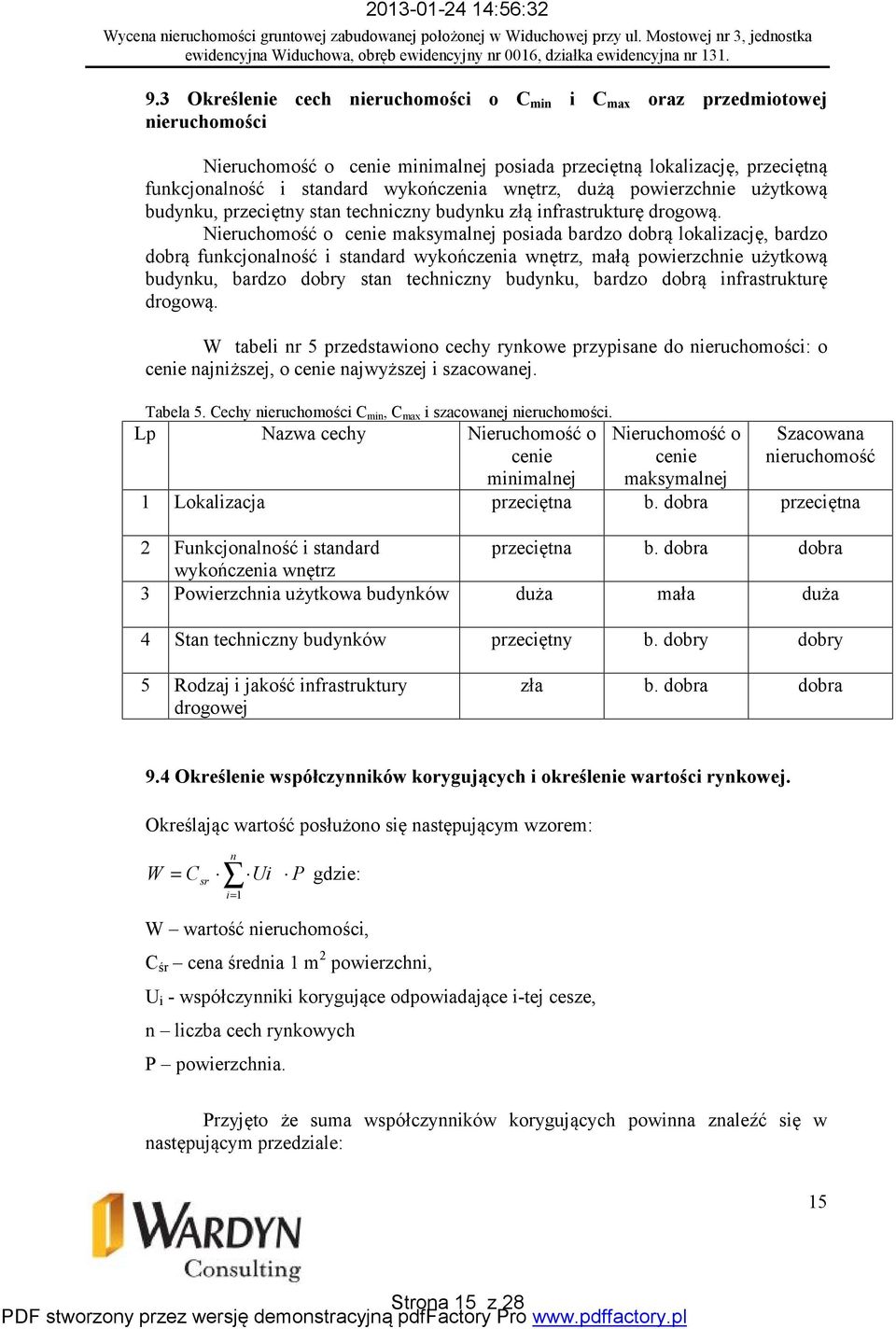 wnętrz, dużą powierzchnie użytkową budynku, przeciętny stan techniczny budynku złą infrastrukturę drogową.