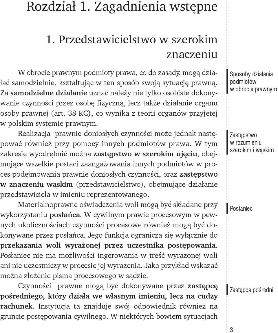 38 KC), co wynika z teorii organów przyjętej w polskim systemie prawnym. Realizacja prawnie doniosłych czynności może jednak następować również przy pomocy innych podmiotów prawa.