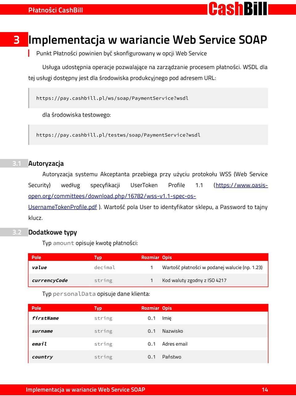 wsdl 3.1 Autoryzacja Autoryzacja systemu Akceptanta przebiega przy użyciu protokołu WSS (Web Service Security) według specyfikacji UserToken Profile 1.1 (https://www.oasis- open.