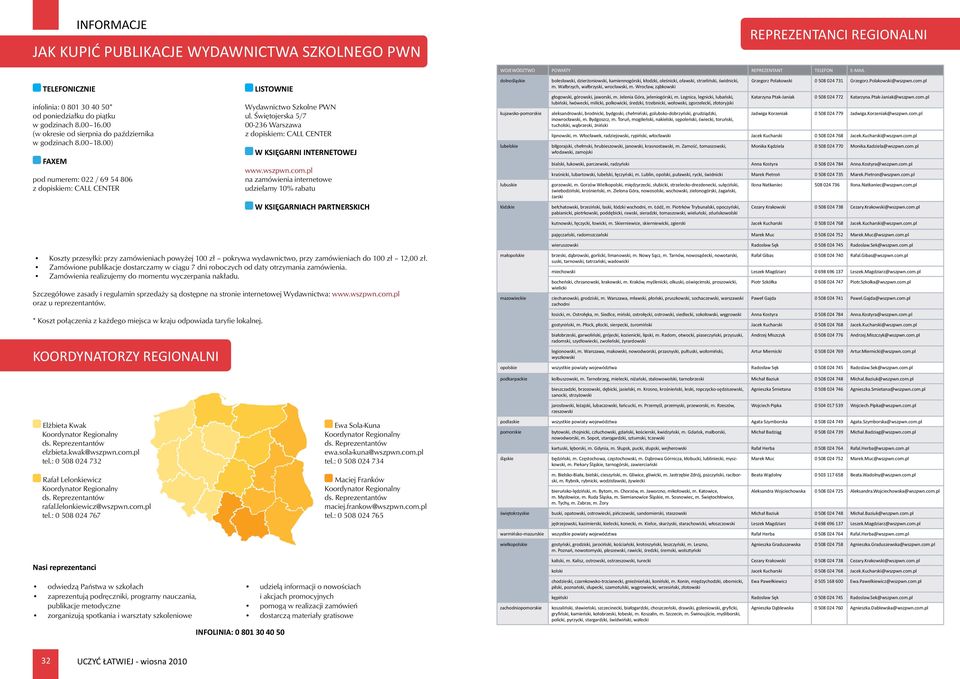 Świętojerska 5/7 00-236 Warszawa z dopiskiem: CALL CENTER W KSIĘGARNI INTERNETOWEJ www.wszpwn.com.