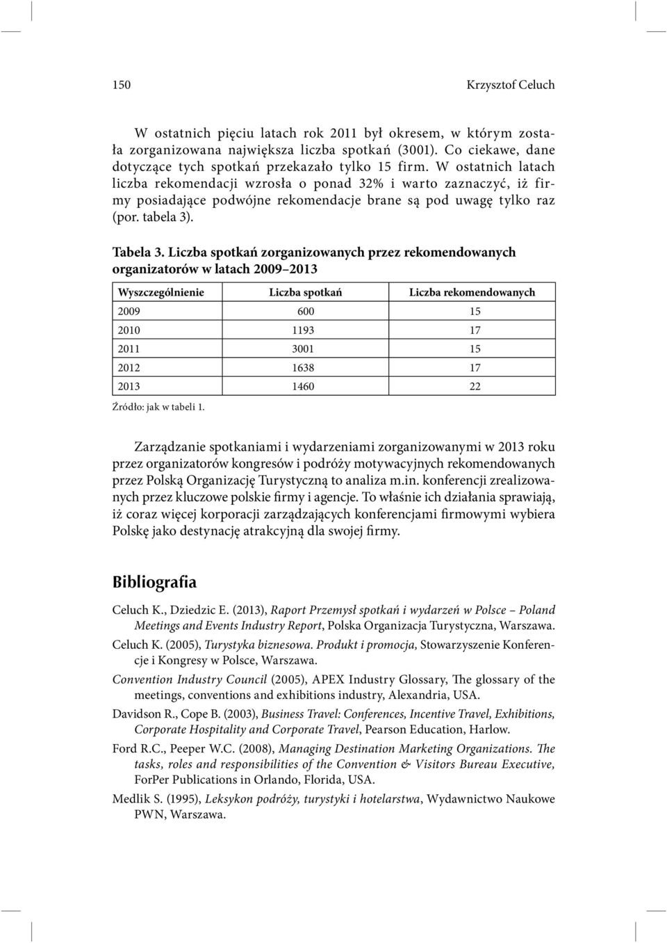 Liczba spotkań zorganizowanych przez rekomendowanych organizatorów w latach 2009 2013 Wyszczególnienie Liczba spotkań Liczba rekomendowanych 2009 600 15 2010 1193 17 2011 3001 15 2012 1638 17 2013