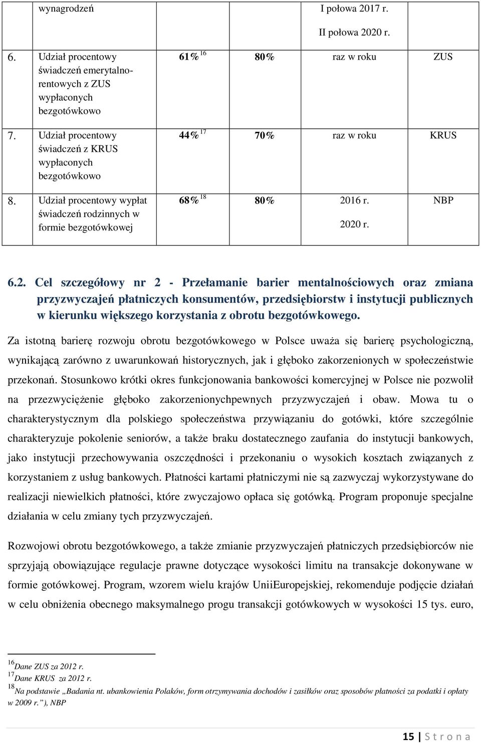 Udział procentowy wypłat świadczeń rodzinnych w formie bezgotówkowej 68% 18 80% 20